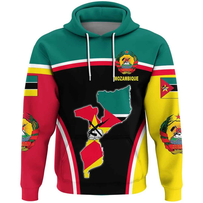 thumbnail image 1 of Sudadera con capucha con estampado 3D de la bandera de Mozambique para hombre, ropa informal de uso diario, sudadera con estampado de emblema nacional, ropa africana para hombre, 1 of 5