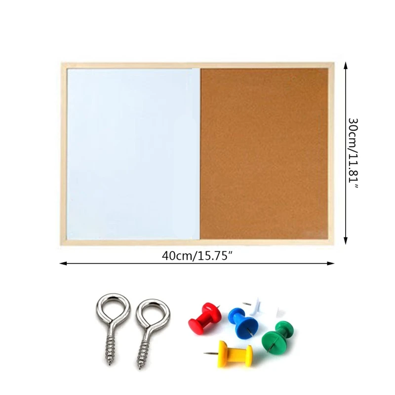 Message Cork Board Wood Frame Whiteboard Drawing Combination Magnetic Boards N0HC