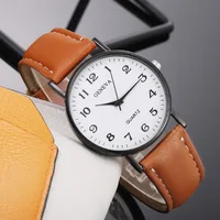 Fashion Luxury Watches for Men Top Brand Round Leather Strap Belt Quartz Watch Stainless Steel Dial Casual Bracele Watch Montre 1