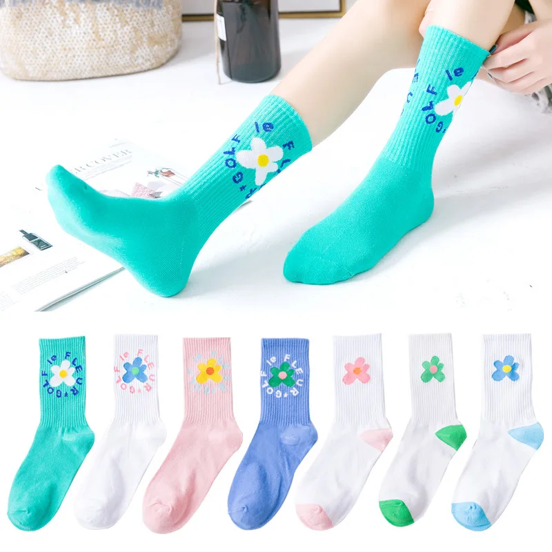 

Socks Women Flower Golf Women's Cute Kawaii Sport Long Socks Skateboard Floral Print Short Ankle Socks Lolita Harajuku Sox Mujer