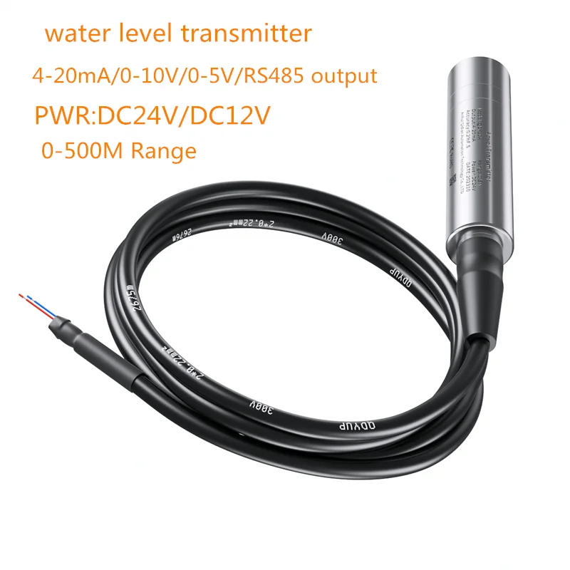 

Water Liquid Level Sensor Integrate 12-24VDC Transmitter Input Type Water Level Sensor 4-20ma 0-5V 0-10V RS485 0-5M Range