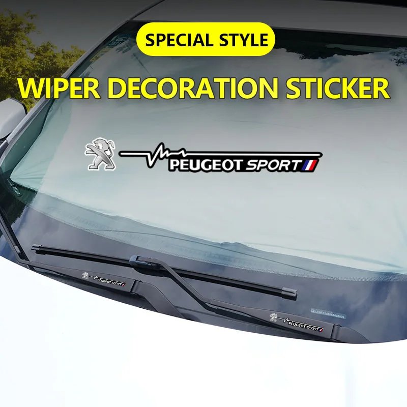 Car Emblem Window Wiper Sticker Decor Decal Accessories For Peugeot 206 307 308 3008 207 208 407 508 2008 107 106 205 4008 301 car key sticker car door handle stickers car steering wheel sticker