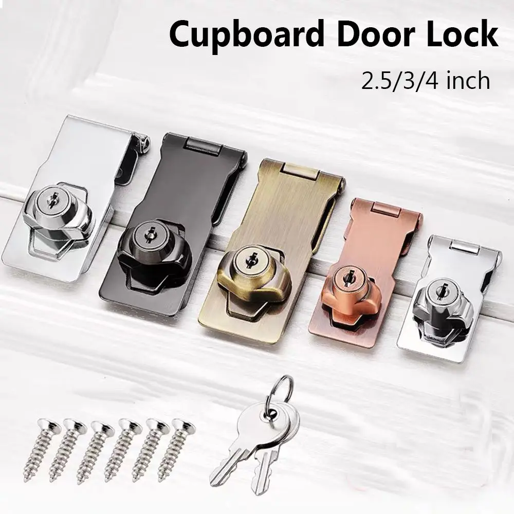 Zinc Alloy Keyed Hasp Lock Punch-free Burglarproof Home Office Security Buckle Shed Cupboard Drawer Cabinet Wooden Door Lock cabinet safety lock cabinet lock door lock door safety lock