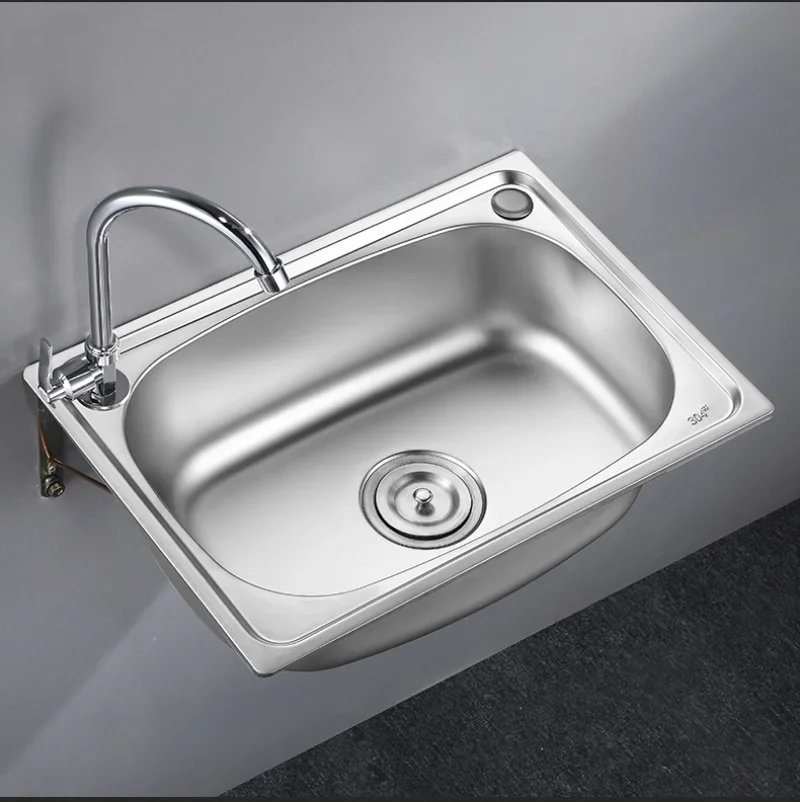 Kitchen sink Handmade stainless steel single bowl sink above counter or wall mounted vegetable Wash basin set mx4221950 2