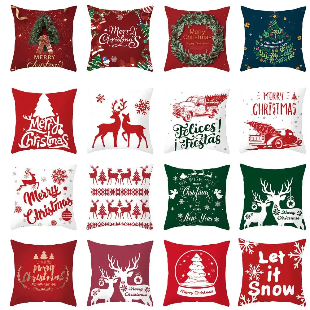 Funda de almohada navideña útil, funda de almohada lavable, suave, sin decoloración, mejores deseos de Navidad