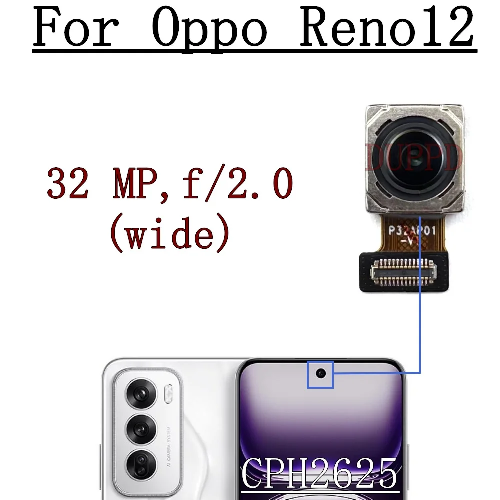 OPPO Reno12 Reno 12 CPH2625 전면 셀카 후면 메인 와이드 카메라 플렉스 케이블 수리 부품용 전면 후면 카메라
