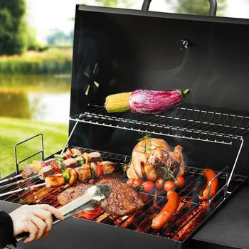 Charcoal Grills Outdoor BBQ Grill, Barrel Charcoal Grill with Side Table, with Nearly 500 Sq.In. Cooking Grid Area, Outdoor Back 6
