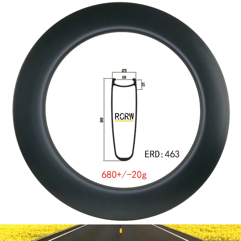 

700C 88x25 мм Дорожный велосипед карбоновый обод 88 мм Глубина 25 мм Широкий дисковый или V-образный тормозной клинчер UD 3K 12K саржа 16 18 20 21 24 28 32 36 отверстие