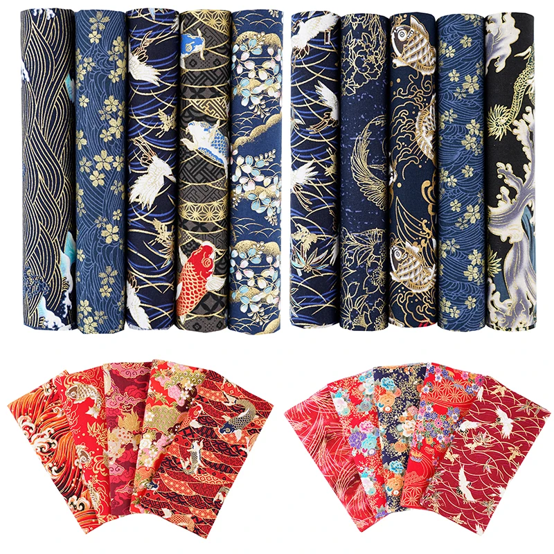 Japanese Style Cotton Fabric Handmade Patchwork Material Quilting Patch Sakura Clothing Fabric Diy Sewing Cloth 5pcs/set Cotton Fabric Cotton Poplin Fabric