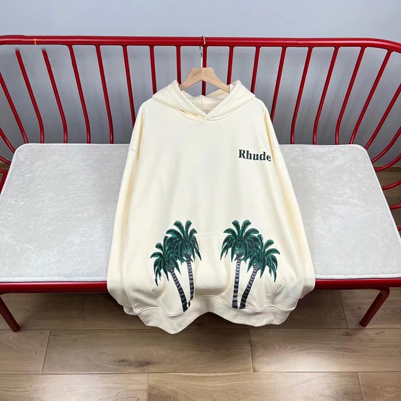 

New Style Rhude Hoodie Men Women Patchwork Oversize Coconut Pullover With Tag