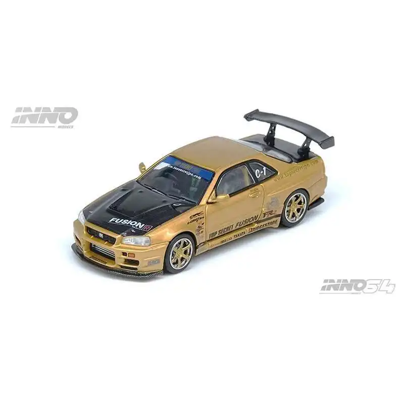 INNO In Stock 1:64 TOP SECRET Nissan Skyline R34 GTR Gold Diecast