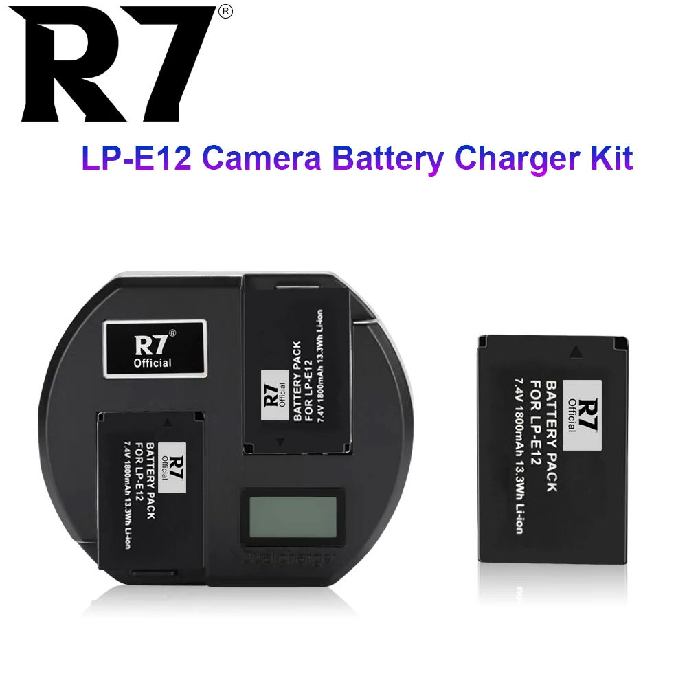 Batteria Ricaricabile R7 Lp-E12 Lpe12 1800Mah 7.4 V Batterie Agli Ioni Di Litio Display Lcd Caricatore Usb Per Canon Eos M Eos M50 Eos M100
