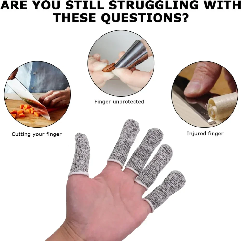 Anti-Cut Finger Cover Finger Protector Sleeve 10pcs 5-level Elastic Wear-resistant Sleeves for Protection