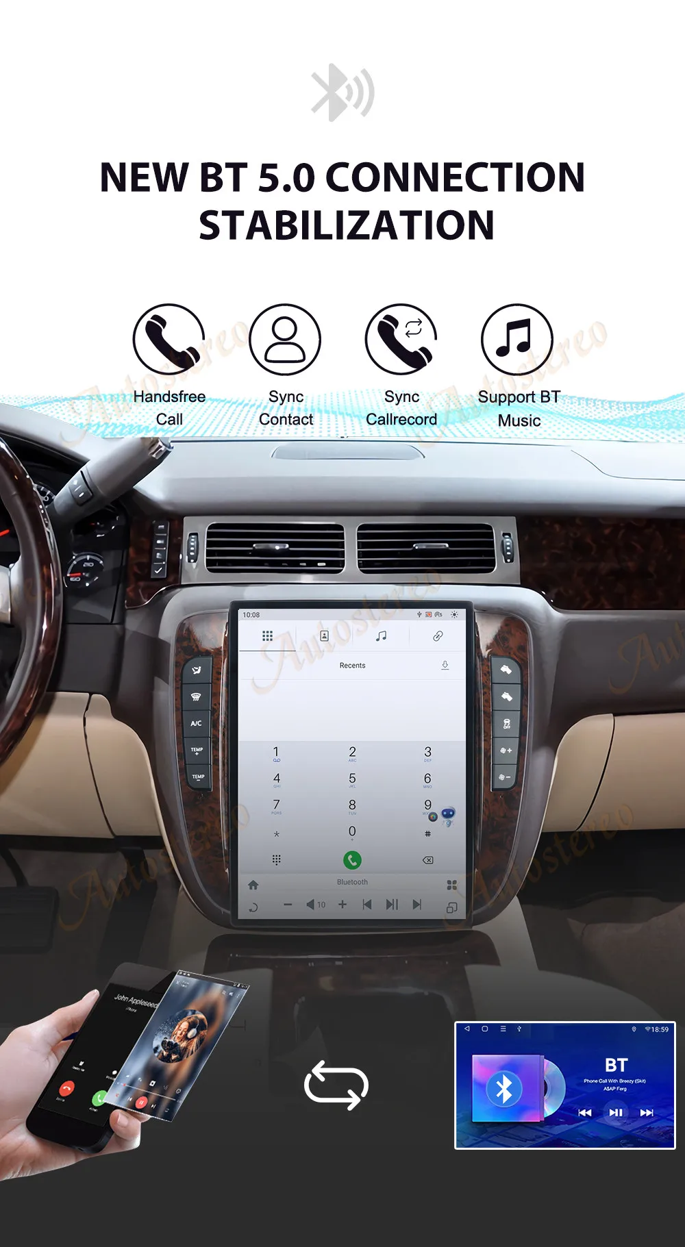 13.8 Inch Android 13 For GMC Sierra Denali 2007-2013 Carplay Tesla Style Car GPS
