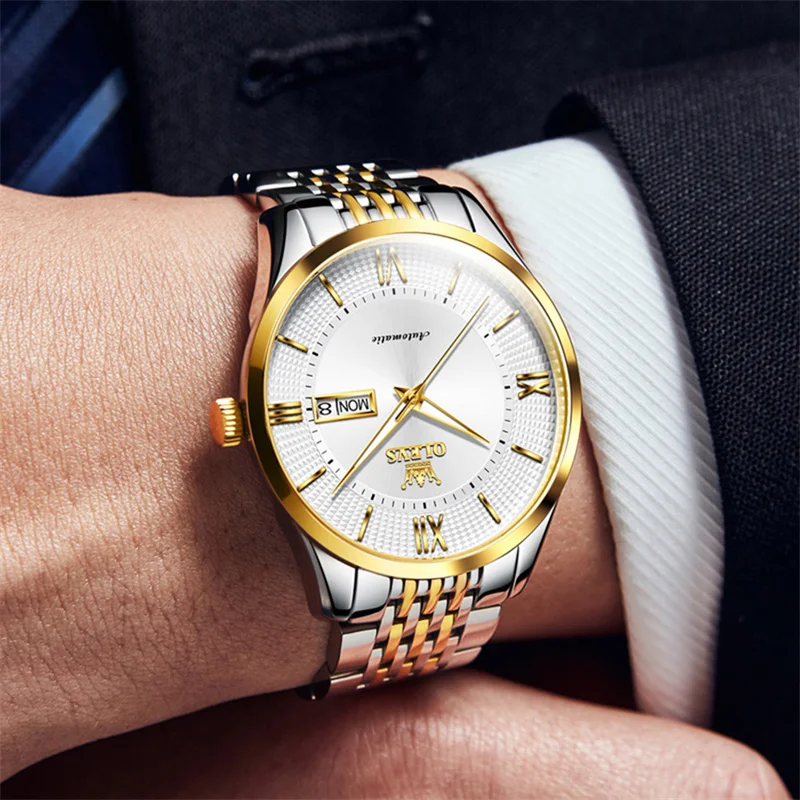 OLEVS Top Luxury MIYOTA Automatic Mechanical Watch Men Fashion Sapphire Men's Watches Calendar Business Mens Clock reloj hombre