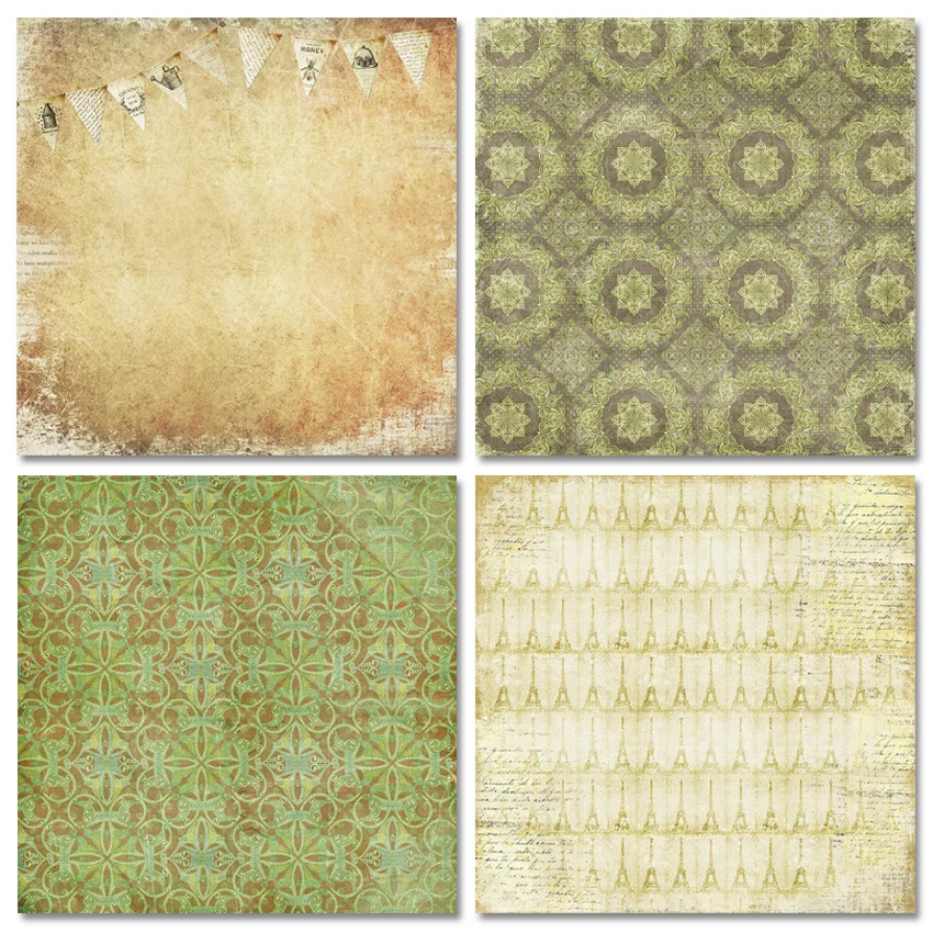 24Sheets/Set Vintage Flower Material Ppaper DIY Scrapbooking Journal Base Collage Photo Props Gift Wrapping Decoration Paper