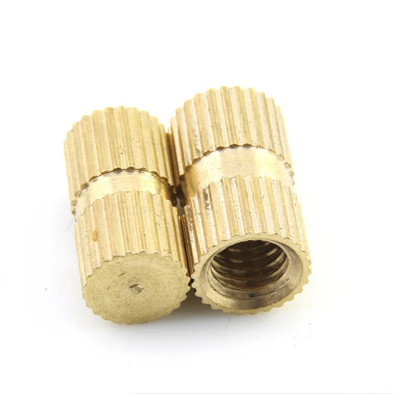 5/25X M3 M4 M5 M6 M8 Type B Solid Brass Copper Injection Molding Knurl  Thread Insert Nut Embedded Nutsert Single Pass Blind Hole