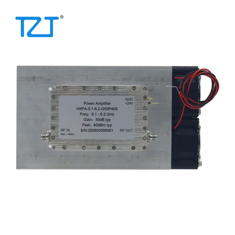 TZT 0.1-6.2GHz 10W RF 마이크로파 전력 증폭기 1.6dB 저잡음 50dB 고이득 증폭기(SMA 암 커넥터 포함)