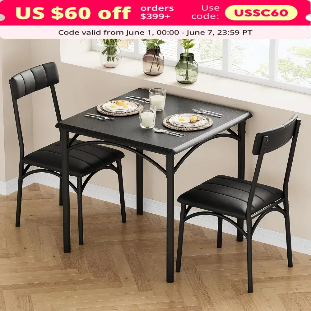 

Table set for 2 people, kitchen table and chairs for 2 people, dining table set with 2 upholstered chairs