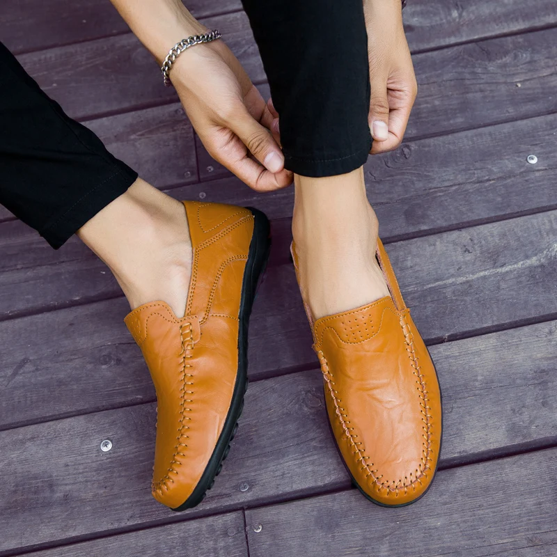 Genuine Leather Men Shoes Casual Italian Mens Loafers Moccasins Luxury Brand Formal Slip on Male Boat Shoes Zapatos De Hombre 6