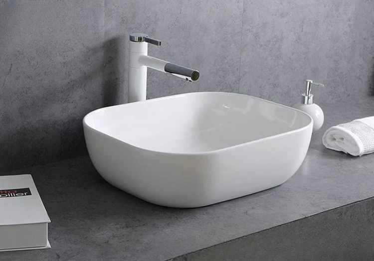 Rectangular European Style Minimalist Art Basin in The Bathroom Ceramic Thin Edge Wash Basin Washbasin