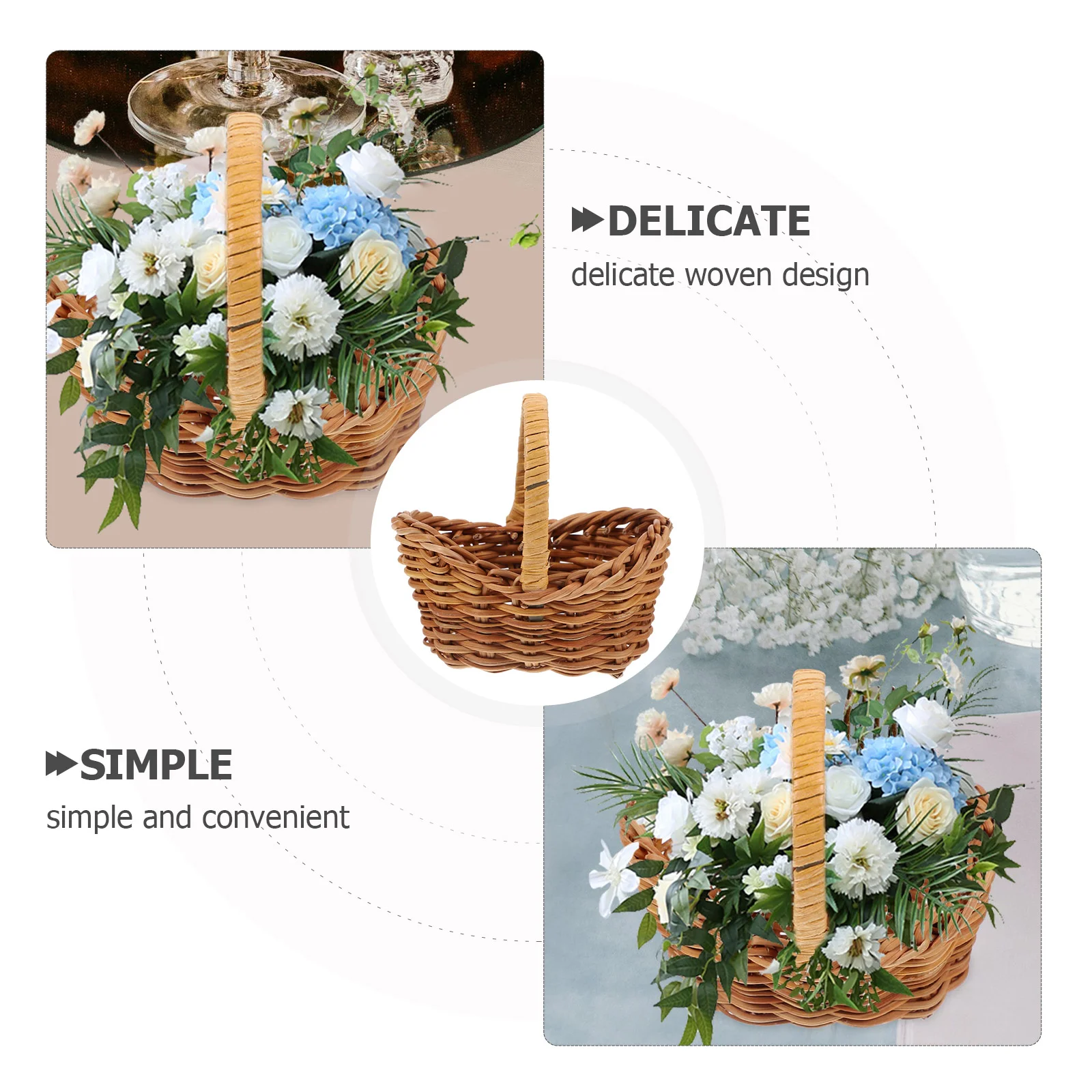 4 Pcs Mini Woven Basket Set Rattan Baskets Storage Bins Tiny Flower Arrangement Holder Small Container Home Storage ganization 4