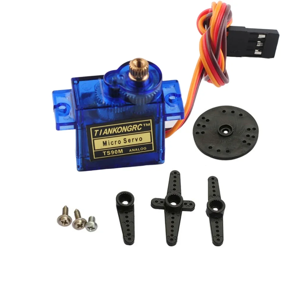 RC Servo RCmall 4PCS TS90M/TS90MD Micro 9g Analog/Digital Servo Full Metal Gear SG90 90/180/270/360 Degrees Adjustable Speed for Robot rc servo