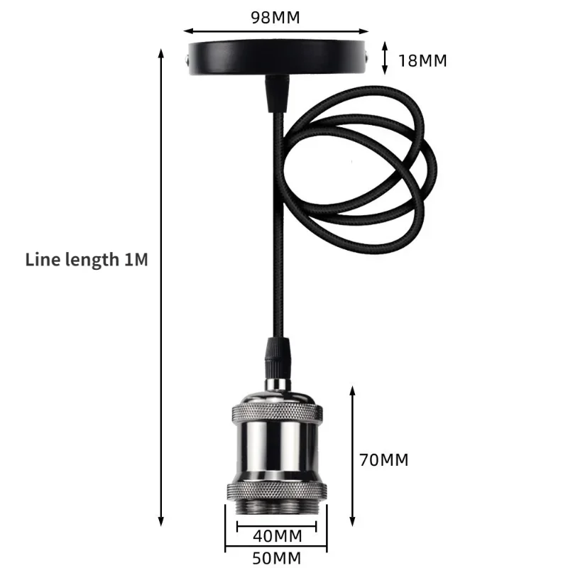 Vintage Pendant Light Base E27 Retro Industrial Pendant Lamp Simple Hanging Lights 110V 220V Fixtures E27 for Restaura 1M lamp holder lamp bulb holder lamp base pendant light hook