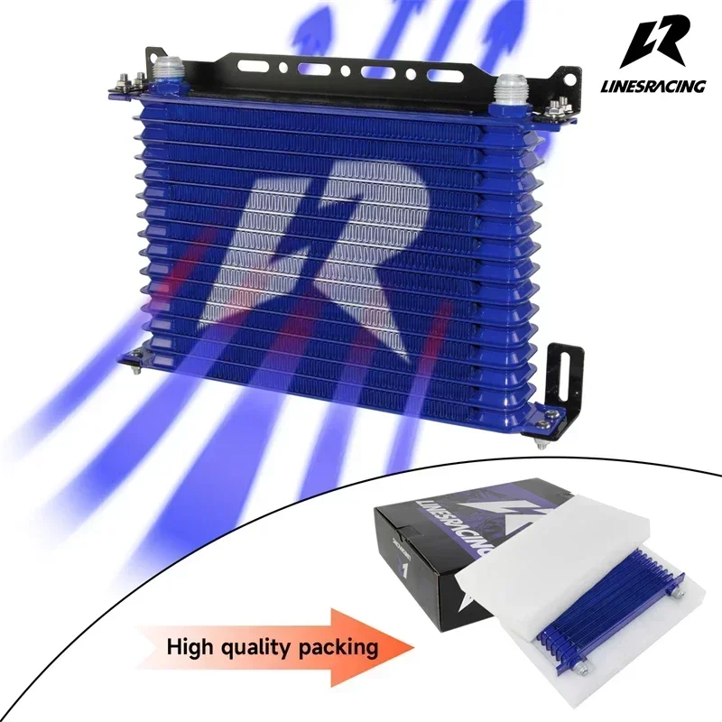 

15 Row Oil Cooler Universal LR +Mounting Bracket 262MM 10AN Engine Aluminum Black/Blue