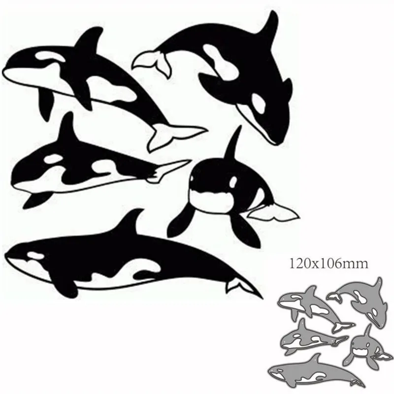 

5Pcs Dolphin Metal Cut Dies Stencils for Scrapbooking Stamp/Photo Album Decorative Embossing DIY Paper Cards