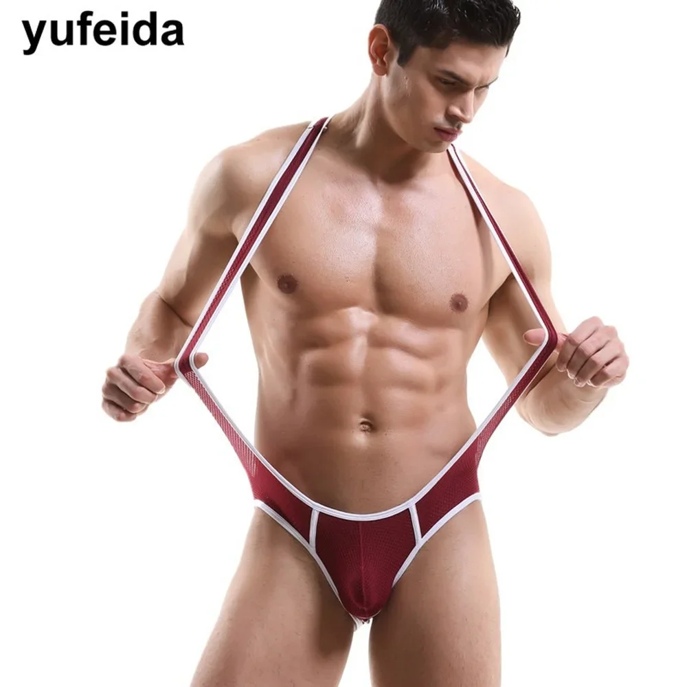 Mens Undershirts Open Butt Wrestling Singlet Leotard Mesh Bodysuits Sexy Men Underwear Jumpsuits Penis Pouch Briefs Nightwear mens sexy lips mesh bodysuit jockstrap bodywear undershirts wrestling singlet leotard jumpsuits one piece sexy teddies underwear