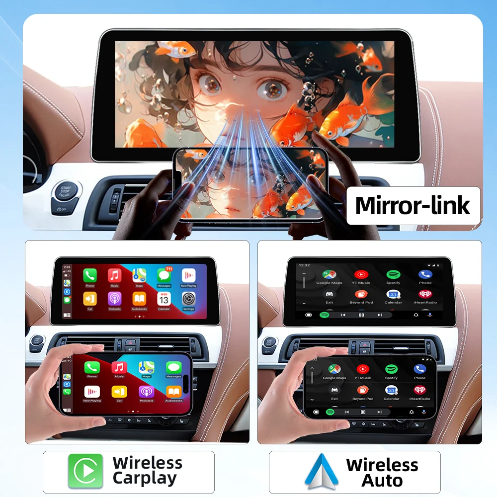 Nuevo Carplay inalámbrico para BMW Serie 6 F06 F12 F13 CIC NBT Reproductor multimedia Android Auto Pantalla táctil inteligente Car Play para vehículos 2