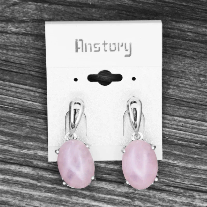 Pendant Earrings Vintage Natural Quartz Jades Amethysts Claw Antique Silver Plated Stone Unakite Women Jewelry