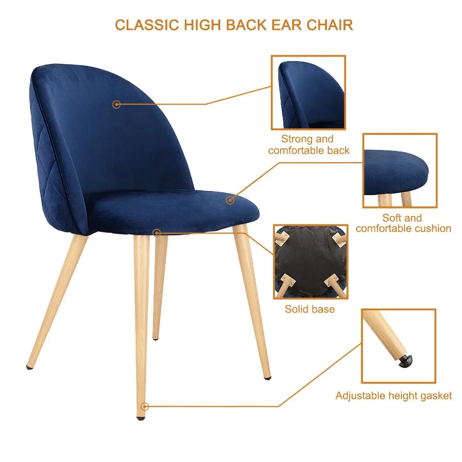 Living Room Chairs Velvet Chairs Side Chairs Modern Style Upholstered Armchairs for Leisure Restaurant Makeup Set of 2 4