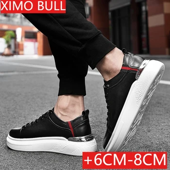 2026 Men's Genuine Leather Sneakers Elevator Shoes Invisible Breathable Heightening Shoes 8/6cm Men's Casual Fashion Sneakers