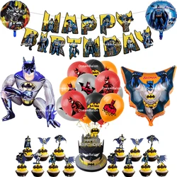 Batmaned Foil Balloons Superhero Latex Ballons Happy Birthday Banner Hero Party Decoration Boy Cake Topper Disposable Tableware