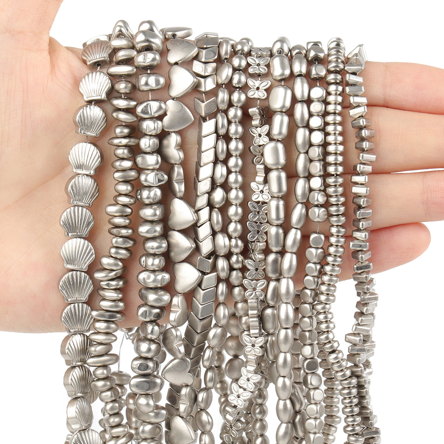 AAA+ Farbe Retention Perle Grau Natürliche Hämatit Stein Perlen Quadrat Runde Unregelmäßige Lose Perlen Für Schmuck Machen DIY Armbänder