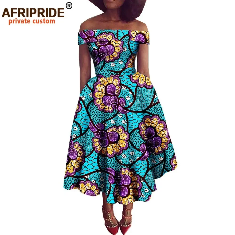 African Dresses for Women Ankara Print Off Shoulder Traditional African Clothing Strapless Dress Ankara Attire A722516 sweatshirt dresses halloween witch hat spider glitter off shoulder sweatshirt dress in multicolor size l