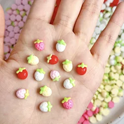 Vibrant Strawberry Resin Nail Charms - 10pcs Set for DIY Summer Manicure Decorations (10pcs)