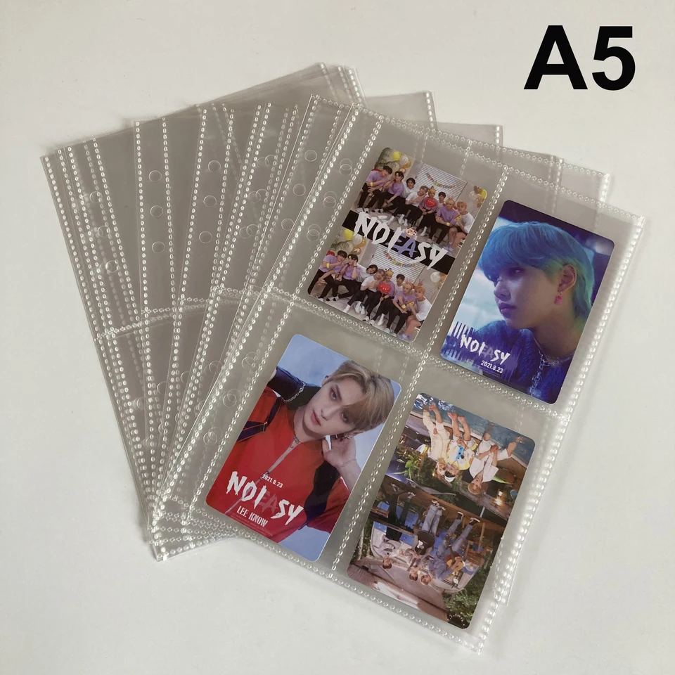 10 Sheets/Pack 2 4 Pockets A5 Photo Album Binder Refill Sleeves 3 Ring Kpop  Photocards Postcard Binder Pages Single Sided Korean - AliExpress