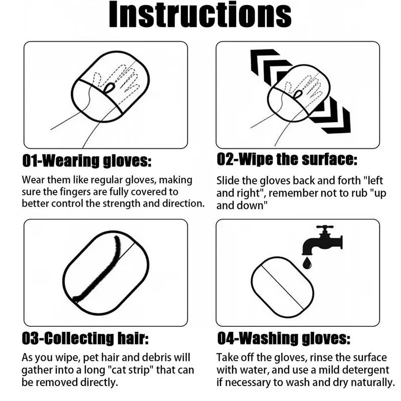 Cat Gloves for Grooming Anti-static Gloves for Pets Gentle Pet Grooming Dogs and Cats Double-Sided