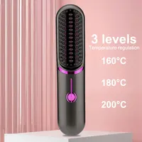 Wireless Hair Straightener USB Charging Wireless Straight Hair Comb 3 Temp Setting Hair Straightening Brush for Hairstyler Salon 1