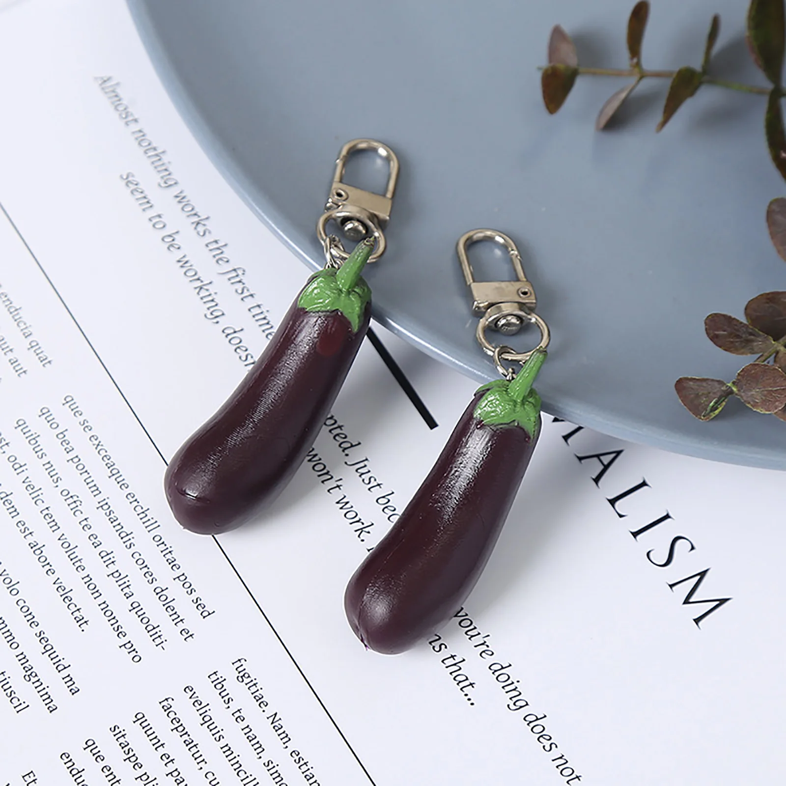 Perfect Quality Simulation Of Eggplant Keychain Vegetable Car Bag Pendant Simulation Mini Ball Necklace Decora&ccedil;&atilde;O Para Casa