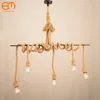 1/2/3/4/5 head vintage hemp rope pendant light retro loft industrial hanging lamp edison bulb lamp home light decoration 1