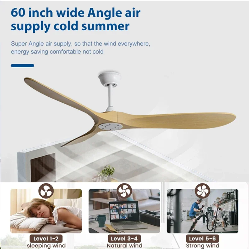 42 52 60 Inch Ceiling Fan Industrial Vintage ABS Ventilator No Light Remote Control Decorative Blower Retro Large Fans Ceiling Fan Electric Fan
