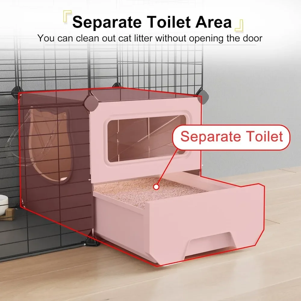 Cat Cage Indoor with Litter Box 3-Tier DIY Cat Detachable Metal Wire Kennel Crate Large Exercise Place Ideal for 1-2 Kitten