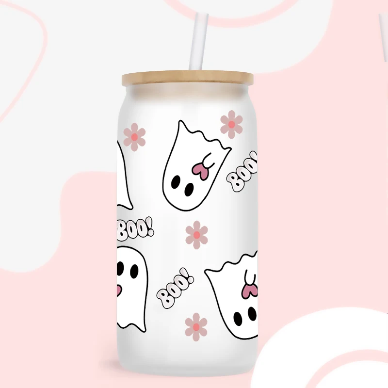 3D UV DTF Halloween Bat Ghost Spider Printed Transfers Stickers 16oz Cup Wraps for DIY Glass Ceramic Metal Leather Etc.