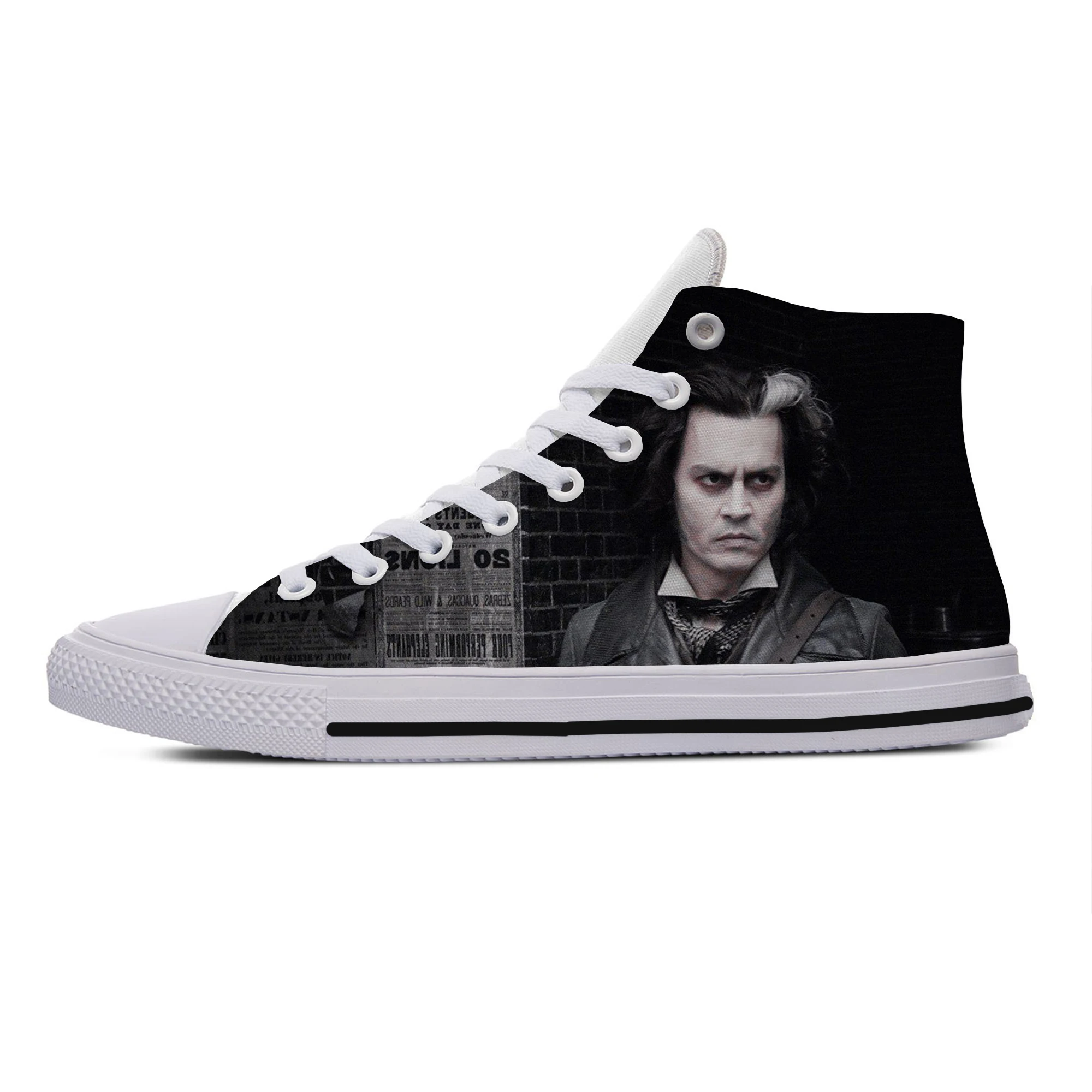

Hot Summer Latest Man Sweeney Todd Shoes Classic Horror Movie Men Woman Comfortable Classic Board Shoes High Help Canvas Shoes