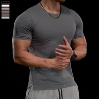 Vêtements d'entraînement de Fitness pour hommes, T-shirt de sport serré à manches courtes, respirant, haute élasticité, pour course à pied 5