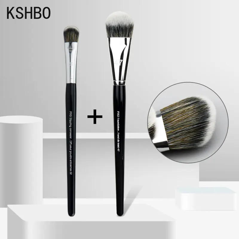KSHBO 2pcs/set Makeup Beauty Tools Foundation Brush 47 Broom Head Liquid Foundation Shadow Repairing for Women Face Base Brushes